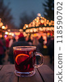 A photo of a warming hot drink, tea, mulled wine, grog at a European Christmas Fair 118590702