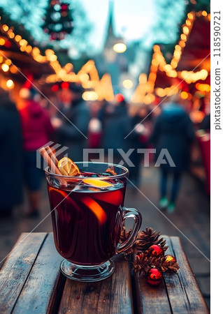 A photo of a warming hot drink, tea, mulled wine, grog at a European Christmas Fair A photo of a warming hot drink, tea, mulled wine, grog at a European Christmas Fair 118590721