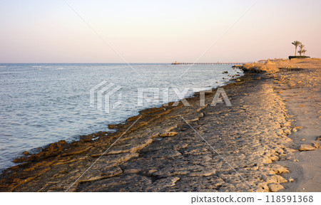 Empty beach at sunset, Marsa Alam, Egypt. Empty beach at sunset, Marsa Alam, Egypt. 118591368