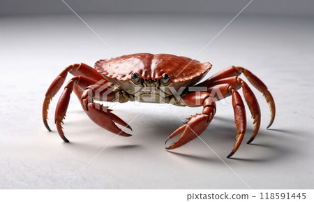 A Highly Detailed and Realistic CloseUp Photograph of a Crab Resting on a White Surface A Highly Detailed and Realistic CloseUp Photograph of a Crab Resting on a White Surface 118591445