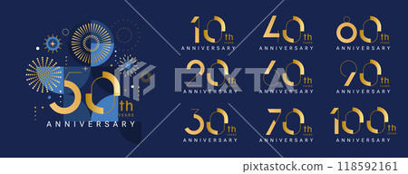 Set of anniversary logo for every decade 118592161