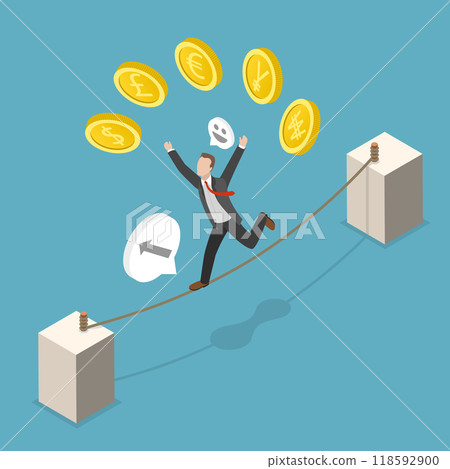3D Isometric Flat Vector Illustration of Foreign Exchange Market, Businessman Expert Juggles Currency Coins 3D Isometric Flat Vector Illustration of Foreign Exchange Market, Businessman Expert Juggles Currency Coins 118592900