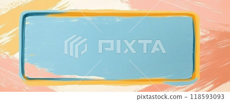 Abstract blue rectangular frame with yellow edges on a textured background with brush strokes for creative design projects Abstract blue rectangular frame with yellow edges on a textured background with brush strokes for creative design projects 118593093