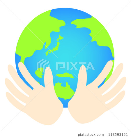 Hands of a person holding the earth. Illustration material for environmental issues 118593131