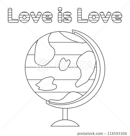 Global Love - LGBT Rainbow Globe Coloring Page 118593308