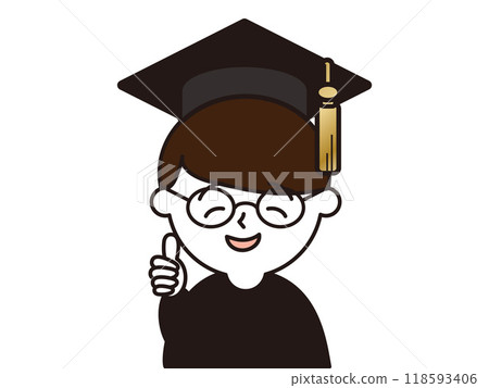 A student with glasses giving a thumbs up 118593406