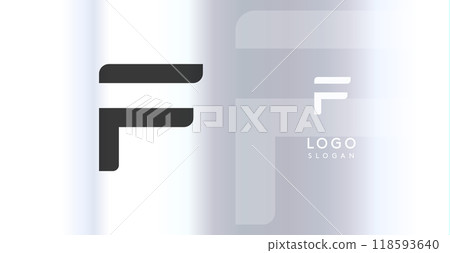 Bold futuristic logo monogram, sleek minimalistic letter F for innovative tech company, science bio lab, sport label, futuristic and cosmic inspired designs. Vector illustration. Bold futuristic logo monogram, sleek minimalistic letter F for innovative tech company, science bio lab, sport label, futuristic and cosmic inspired designs. Vector illustration. 118593640
