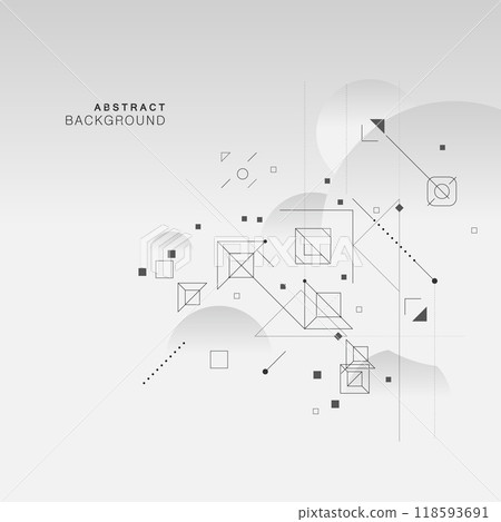 Triangle and rectangular square shapes with dots and lines. Vector background 118593691