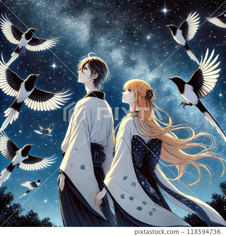 織姬、彥星和喜鵲 織姬、彥星和喜鵲 118594736