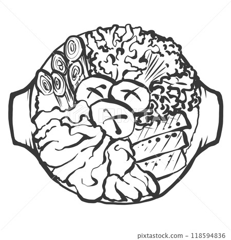 壽喜燒手繪筆畫風格插畫 壽喜燒手繪筆畫風格插畫 118594836