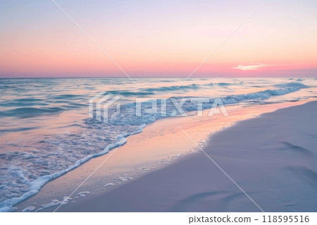Pastel sunset over calm ocean waves 118595516