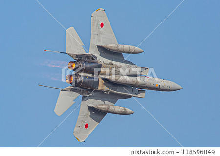 fighter jet flying in the blue sky 118596049