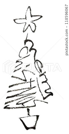 Christmas tree shaped calligraphy message written with a brush 118596067