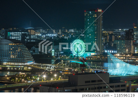Kobe's beautiful night view: Mosaic Ferris Wheel (Kobe City Hall Observation Lobby) Kobe's beautiful night view: Mosaic Ferris Wheel (Kobe City Hall Observation Lobby) 118596119