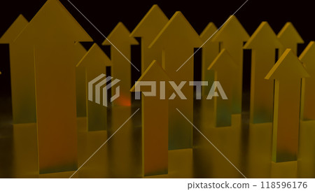 The Gold arrow up on black background  for Business concept 3d rendering. 118596176