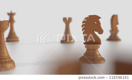 The wood chess on white background  for Business concept 3d rendering. 118596181