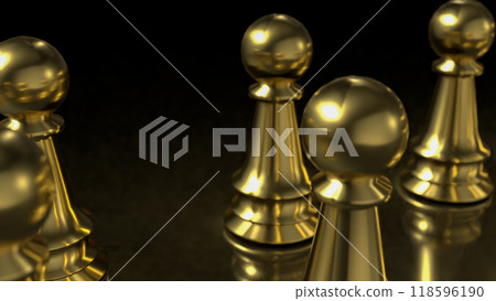 The Gold chess on Black Background for Businesss 3d rendering. The Gold chess on Black Background for Businesss 3d rendering. 118596190