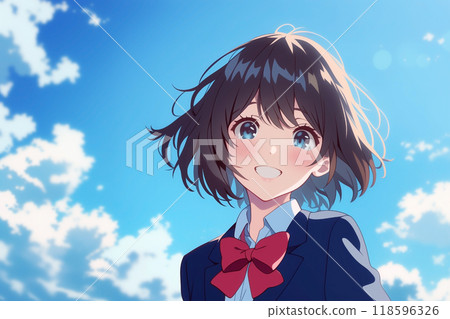 動漫女高中生肖像 118596326