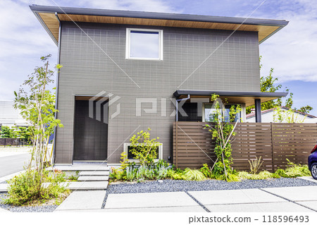 Exterior of new house Entrance approach 118596493