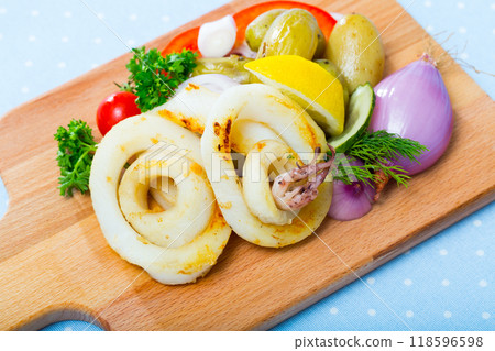 Roasted squid rings Roasted squid rings 118596598