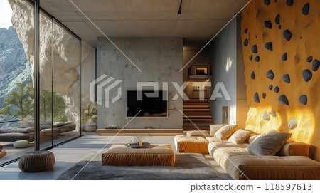 Living room with bouldering 118597613