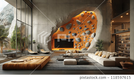 Living room with bouldering 118597615