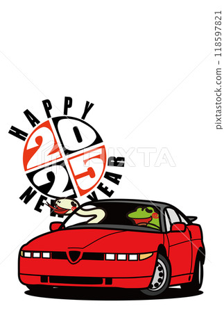 2025 New Year's Card Template - Zodiac and Italian Sports 118597821