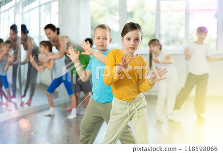 Group of children dancing couple twist dance 118598066