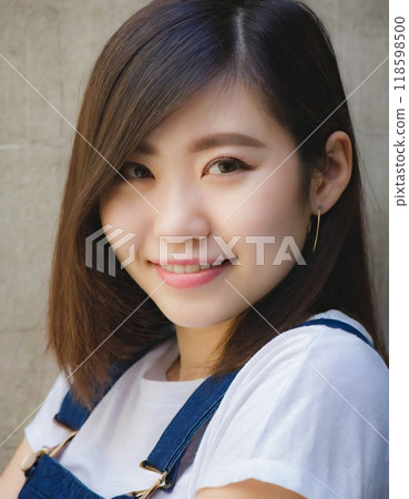 Close-up of a smiling young woman Generative AI Close-up of a smiling young woman Generative AI 118598500