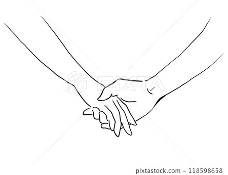 連接雙手的線條圖插圖 118598658