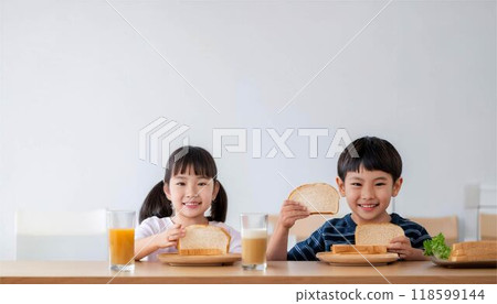 Breakfast Boy Girl Kids Family 118599144