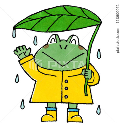 穿著雨衣的青蛙角色 穿著雨衣的青蛙角色 118600051