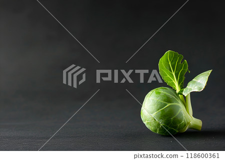 Cabbage isolated on black background with copy space 118600361