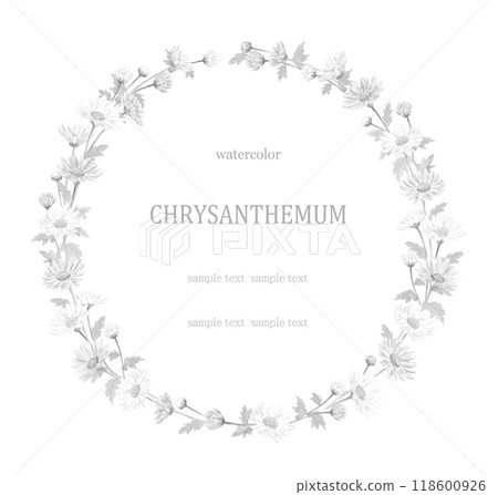 Monochrome chrysanthemum flower circle frame 118600926