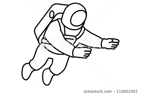 太空人伸出雙手漂浮的簡單黑白線條畫,等軸圖 太空人伸出雙手漂浮的簡單黑白線條畫,等軸圖 118602003
