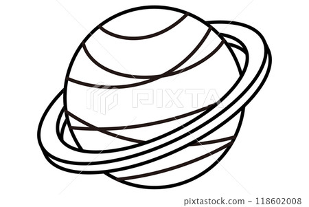 土星的簡單黑白線畫,等軸圖 土星的簡單黑白線畫,等軸圖 118602008