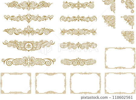 Classic, elegant and gorgeous decorative frame set, frame set, gold and red 118602561