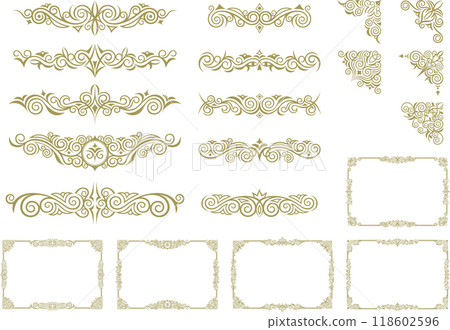 經典、優雅、華麗的裝飾框套裝,相框套裝,藍金 經典、優雅、華麗的裝飾框套裝,相框套裝,藍金 118602596