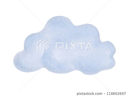 Blue cloud. Marker illustration in watercolor style. Hand drawn isolated picture with sky elements. Cartoon children's clipart for clothes prints, packaging, greeting cards, kids bedroom, fabric 118602697