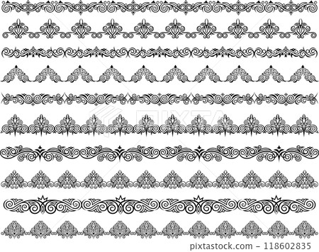 經典、優雅、華麗的裝飾框套裝,框線套裝,單調黑色 經典、優雅、華麗的裝飾框套裝,框線套裝,單調黑色 118602835