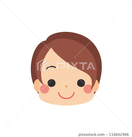 Cute little girl smiling emoji icon face expression white background vector Cute little girl smiling emoji icon face expression white background vector 118602906