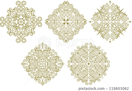 Classic, elegant and gorgeous decorative frame set, object set, blue and gold 118603062