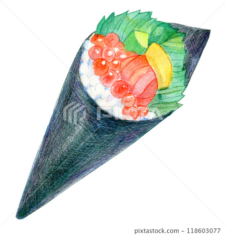水彩插圖手捲壽司 118603077