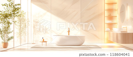 Serene and Bright Bathroom with Modern Elements Serene and Bright Bathroom with Modern Elements 118604041