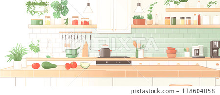 Cozy and Modern Kitchen with Minimalist Design 118604058