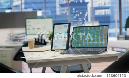 Empty insurance agency high end office in an urban space, where financial experts and bankers offer counseling for retirement planning, securing their income and family expenses. Empty insurance agency high end office in an urban space, where financial experts and bankers offer counseling for retirement planning, securing their income and family expenses. 118604150