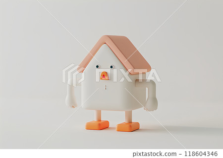 A house character with a thoughtful face 118604346