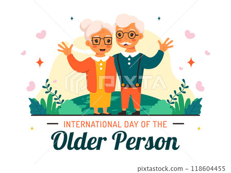 International Day of Older Persons Vector Illustration featuring an Elderly Man and Woman Celebrating in a Flat Style Cartoon Background International Day of Older Persons Vector Illustration featuring an Elderly Man and Woman Celebrating in a Flat Style Cartoon Background 118604455
