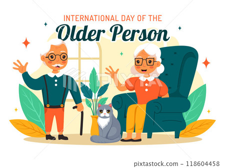 International Day of Older Persons Vector Illustration featuring an Elderly Man and Woman Celebrating in a Flat Style Cartoon Background International Day of Older Persons Vector Illustration featuring an Elderly Man and Woman Celebrating in a Flat Style Cartoon Background 118604458