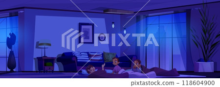 Children sleepover with teens Children sleepover with teens 118604900